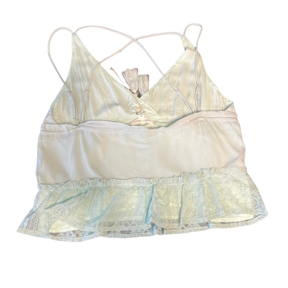 Honey Punch Light Mint Green Baby Doll Lace Hem Crop Tank Top Women's Small - Picture 4 of 8